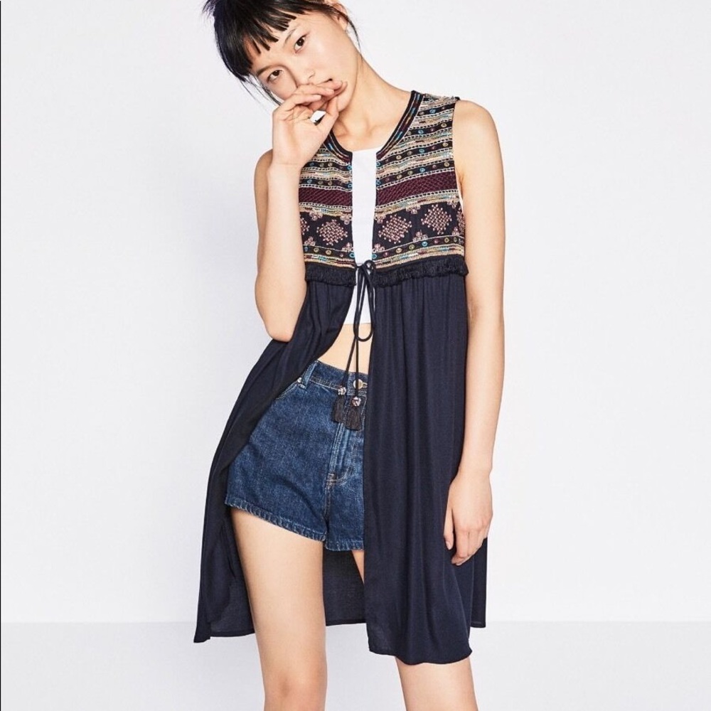 NWOT Zara Embroidered Vest Waistcoat